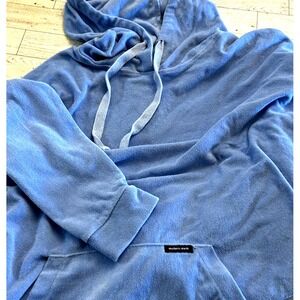 Womens Light Blue Southern Marsh Cabana Hoodie PullOver Terry Cotton Blend LARGE